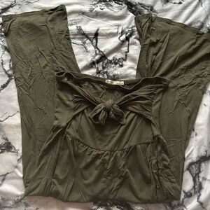Heart Hips Olive Green Tie-Front Tunic Top